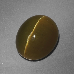 Apatita ojo de gato verde dorado natural de 8,22 ct, corte óvalo, translúcido