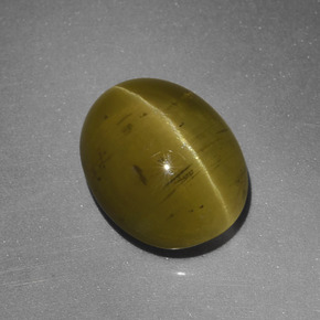 Apatita Ojo de Gato Verde dorado natural de 5.25 ct, Corte Óvalo, Translúcido