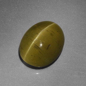 Apatita Ojo de Gato Verde dorado natural de 5.25 ct, Corte Óvalo, Translúcido