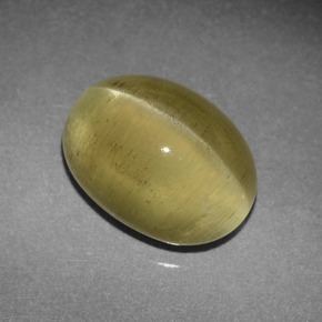 Apatita Ojo de Gato Verde dorado natural de 4.26 ct, Corte Óvalo, Translúcido