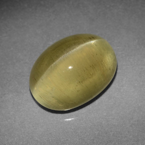 Apatita Ojo de Gato Verde dorado natural de 4.26 ct, Corte Óvalo, Translúcido