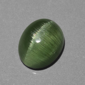 Apatita Ojo de Gato Verde natural de 4.66 ct, Corte Óvalo, Translúcido