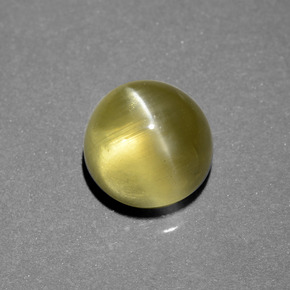 Apatita ojo de gato dorado verdoso natural de 6,34 ct, corte redondo, translúcido