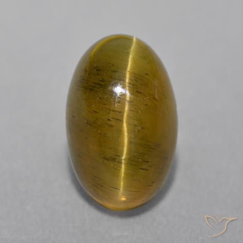 Apatita Ojo de Gato Marrón cálido natural de 4.78 ct, Corte Óvalo, Translúcido