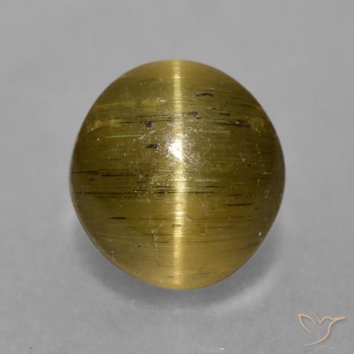 3.02ct Natural Marrón medio Apatita Ojo de Gato, Redondo, Translúcido