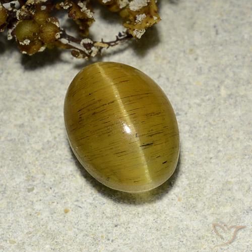3.56ct Natural Marrón amarillento Apatita Ojo de Gato, Ovalada, Translúcido