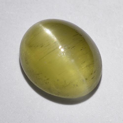 Apatita Ojo de Gato Amarillo claro natural de 1.97 ct, Corte Óvalo, Translúcido