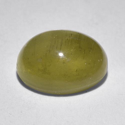 Apatita Ojo de Gato Amarillo claro natural de 1.97 ct, Corte Óvalo, Translúcido