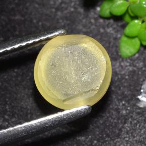 Apatita Ojo de Gato Amarillo medio natural de 3.50 ct, Corte Redondo, Transparente