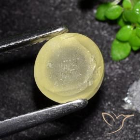 Apatita Ojo de Gato Amarillo medio natural de 3.41 ct, Redondo, Translúcido
