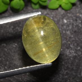 Apatita Ojo de Gato Amarillo-dorado claro natural de 3.51 ct, Corte Óvalo, Translúcido