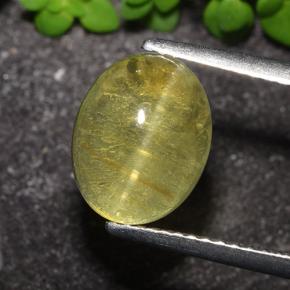 Apatita Ojo de Gato Amarillo-dorado claro natural de 3.51 ct, Corte Óvalo, Translúcido