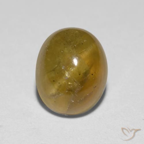 1.76ct Natural Amarillo amarronado Apatita Ojo de Gato, Ovalada, Translúcido
