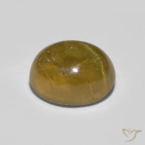 Apatita Ojo de Gato Amarillo amarronado natural de 1.76 ct, Ovalada, Translúcido