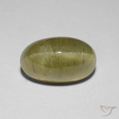 Apatita Ojo de Gato Amarillo neutral natural de 2.95 ct, Ovalada, Translúcido