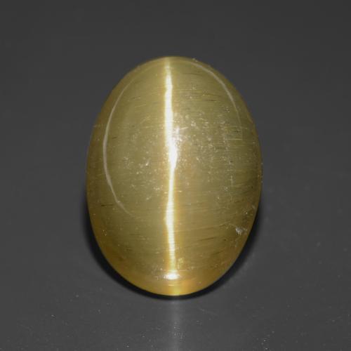 Apatita Ojo de Gato Marrón amarillento natural de 5.08 ct, Corte Óvalo, Translúcido