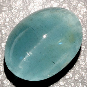 Aguamarina ojo de gato Verde-azul natural de 15.56 ct, Transparente, Transparente / Translúcido
