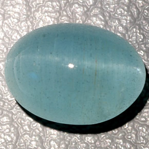 Aguamarina ojo de gato Verde-azul natural de 9.59 ct, Transparente, Transparente / Translúcido