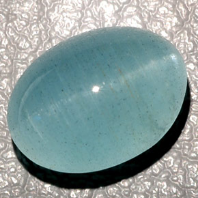 Aguamarina ojo de gato Verde-azul natural de 9.59 ct, Transparente, Transparente / Translúcido