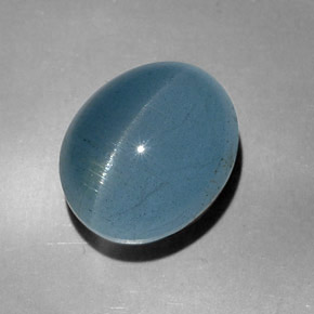 Aguamarina ojo de gato Verde-azul natural de 13.56 ct, Corte Óvalo, Translúcido