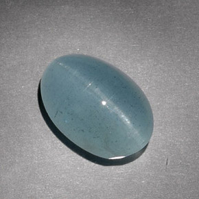 Aguamarina ojo de gato Verde-azul natural de 7.57 ct, Corte Óvalo, Translúcido