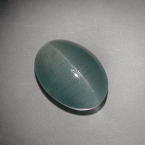 Aguamarina ojo de gato Verde-azul natural de 6.63 ct, Transparente, Transparente / Translúcido