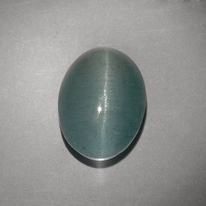 Aguamarina ojo de gato Verde-azul natural de 6.63 ct, Transparente, Transparente / Translúcido