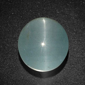 Aguamarina ojo de gato Verde-azul natural de 13.28 ct, Corte Óvalo, Translúcido