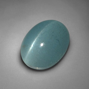 Aguamarina ojo de gato verde-azul natural de 4,98 ct, transparente, transparente / translúcido