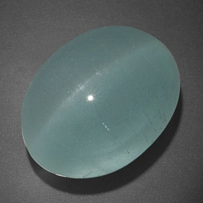 Cat's eye aquamarine verde natural de 19,65 ct, transparente, transparente / translúcido