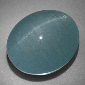 Cat's eye aquamarine verde natural de 22,18 ct, corte óvalo, translúcido