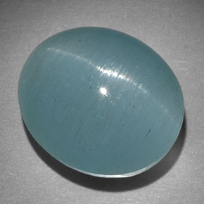 Aguamarina ojo de gato verde-azul natural de 11,96 ct, transparente, transparente / translúcido
