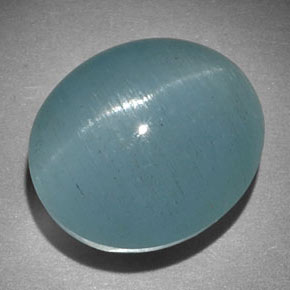 Aguamarina ojo de gato verde-azul natural de 11,96 ct, transparente, transparente / translúcido