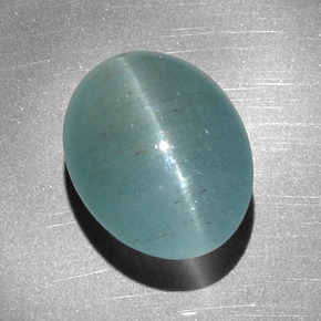 Cat's eye aquamarine verde natural de 12,68 ct, corte óvalo, translúcido