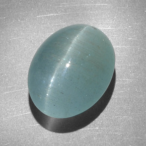 Cat's eye aquamarine verde natural de 12,68 ct, corte óvalo, translúcido