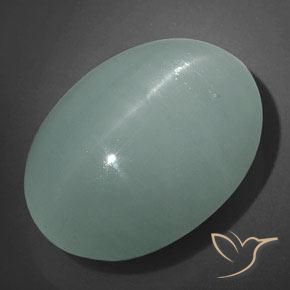 32.10ct Natural Verde azulado claro Aguamarina ojo de gato, Ovalada, Translúcido