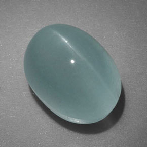 Cat's eye aquamarine verde natural de 5,96 ct, transparente, transparente / translúcido