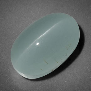 Cat's eye aquamarine verde natural de 7,70 ct, transparente, transparente / translúcido