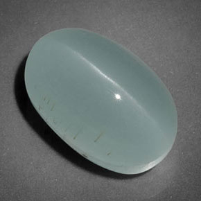 Cat's eye aquamarine verde natural de 7,70 ct, transparente, transparente / translúcido