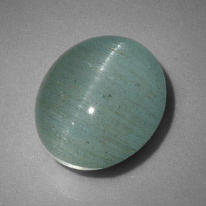 Cat's eye aquamarine verde natural de 6,46 ct, transparente, transparente / translúcido
