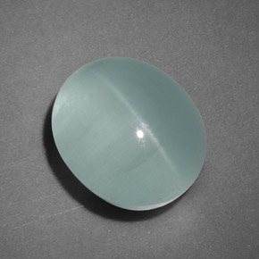 Aguamarina ojo de gato Verde-azul natural de 4.26 ct, Transparente, Transparente / Translúcido