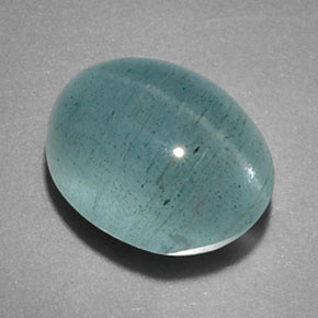 Aguamarina ojo de gato Verde-azul natural de 5.14 ct, Transparente, Transparente / Translúcido
