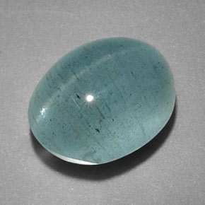 Aguamarina ojo de gato Verde-azul natural de 5.14 ct, Transparente, Transparente / Translúcido