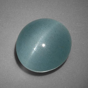 Aguamarina ojo de gato Verde-azul natural de 4.89 ct, Transparente, Transparente / Translúcido