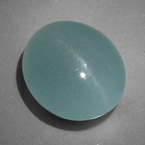 Aguamarina ojo de gato Verde-azul natural de 6.73 ct, Transparente, Transparente / Translúcido