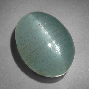 Aguamarina ojo de gato Verde-azul natural de 8.82 ct, Transparente, Transparente / Translúcido