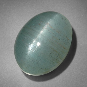 Aguamarina ojo de gato Verde-azul natural de 8.82 ct, Transparente, Transparente / Translúcido