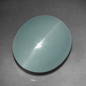 Aguamarina ojo de gato azul verdoso natural de 5,50 ct, transparente, transparente / translúcido