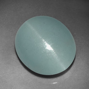 Aguamarina ojo de gato azul verdoso natural de 5,50 ct, transparente, transparente / translúcido