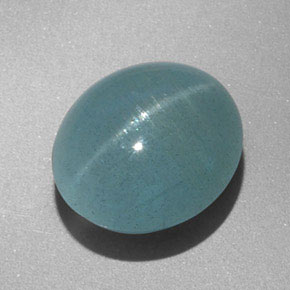 Aguamarina ojo de gato Verde-azul natural de 8.31 ct, Transparente, Transparente / Translúcido